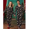 Ekouaer Matching Christmas Pajamas for Couples Long Sleeve Button Up PJ Set(Black Gingerbread)