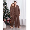 Ekouaer Matching Christmas Pajamas for Couples Long Sleeve Button Up PJ Set(Brown)