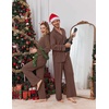 Ekouaer Matching Christmas Pajamas for Couples Long Sleeve Button Up PJ Set(Brown)