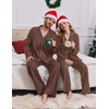 Ekouaer Matching Christmas Pajamas for Couples Long Sleeve Button Up PJ Set(Brown)