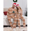 Ekouaer Matching Christmas Pajamas for Couples Long Sleeve Button Up PJ Set(Brown Gingerbread)