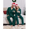 Ekouaer Matching Christmas Pajamas for Couples Long Sleeve Button Up PJ Set(Green)