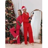 Ekouaer Matching Christmas Pajamas for Couples Long Sleeve Button Up PJ Set(Red)