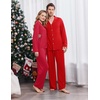 Ekouaer Matching Christmas Pajamas for Couples Long Sleeve Button Up PJ Set(Red)