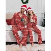 Ekouaer Matching Christmas Pajamas for Couples Long Sleeve Button Up PJ Set(Red Elk)