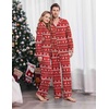 Ekouaer Matching Christmas Pajamas for Couples Long Sleeve Button Up PJ Set(Red Elk)