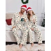 Ekouaer Matching Christmas Pajamas for Couples Long Sleeve Button Up PJ Set(White Tree)