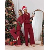 Ekouaer Matching Christmas Pajamas for Couples Long Sleeve Button Up PJ Set(Wine Red)