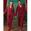 Ekouaer Matching Christmas Pajamas for Couples Long Sleeve Button Up PJ Set(Wine Red)
