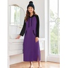 Ekouaer Nightgowns for Women Cotton Nightgown Long Sleeve Hooded Night Gown(Black/Purple)
