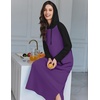 Ekouaer Nightgowns for Women Cotton Nightgown Long Sleeve Hooded Night Gown(Black/Purple)