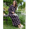 Ekouaer Nightgowns for Women Cotton Nightgown Long Sleeve Hooded Night Gown(Purple Plaid)