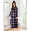 Ekouaer Nightgowns for Women Cotton Nightgown Long Sleeve Hooded Night Gown(Purple Plaid)