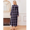 Ekouaer Nightgowns for Women Cotton Nightgown Long Sleeve Hooded Night Gown(Purple Plaid)