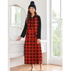 Ekouaer Nightgowns for Women Cotton Nightgown Long Sleeve Hooded Night Gown(Red Plaid)