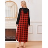 Ekouaer Nightgowns for Women Cotton Nightgown Long Sleeve Hooded Night Gown(Red Plaid)
