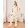 Ekouaer Womens Pajama Sets 2 Piece Long Sleeve Sleepwear Soft Button Up Pjs(Beige Cherry)