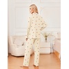 Ekouaer Womens Pajama Sets 2 Piece Long Sleeve Sleepwear Soft Button Up Pjs(Beige Cherry)