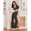 Ekouaer Womens Pajama Sets 2 Piece Long Sleeve Sleepwear Soft Button Up Pjs(Black Star)