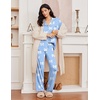 Ekouaer Womens Pajama Sets 2 Piece Long Sleeve Sleepwear Soft Button Up Pjs(Blue Bow)