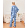 Ekouaer Womens Pajama Sets 2 Piece Long Sleeve Sleepwear Soft Button Up Pjs(Blue Bow)