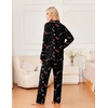 Ekouaer Womens Pajama Sets 2 Piece Long Sleeve Sleepwear Soft Button Up Pjs(Christmas Black)