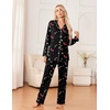 Ekouaer Womens Pajama Sets 2 Piece Long Sleeve Sleepwear Soft Button Up Pjs(Christmas Black)
