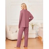 Ekouaer Womens Pajama Sets 2 Piece Long Sleeve Sleepwear Soft Button Up Pjs(Dusty Rose)