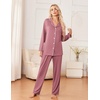 Ekouaer Womens Pajama Sets 2 Piece Long Sleeve Sleepwear Soft Button Up Pjs(Dusty Rose)