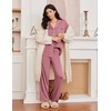 Ekouaer Womens Pajama Sets 2 Piece Long Sleeve Sleepwear Soft Button Up Pjs(Dusty Rose)