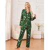 Ekouaer Womens Pajama Sets 2 Piece Long Sleeve Sleepwear Soft Button Up Pjs(Green Stockings)