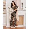 Ekouaer Womens Pajama Sets 2 Piece Long Sleeve Sleepwear Soft Button Up Pjs(Leopard)