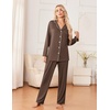 Ekouaer Womens Pajama Sets 2 Piece Long Sleeve Sleepwear Soft Button Up Pjs(Light Brown)