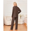 Ekouaer Womens Pajama Sets 2 Piece Long Sleeve Sleepwear Soft Button Up Pjs(Light Brown)