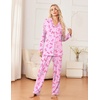 Ekouaer Womens Pajama Sets 2 Piece Long Sleeve Sleepwear Soft Button Up Pjs(Pink Bow)