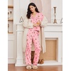 Ekouaer Womens Pajama Sets 2 Piece Long Sleeve Sleepwear Soft Button Up Pjs(Pink Candy)