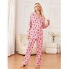 Ekouaer Womens Pajama Sets 2 Piece Long Sleeve Sleepwear Soft Button Up Pjs(Pink Gingerbread)