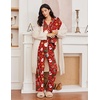 Ekouaer Womens Pajama Sets 2 Piece Long Sleeve Sleepwear Soft Button Up Pjs(Red Santa)