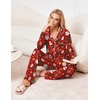 Ekouaer Womens Pajama Sets 2 Piece Long Sleeve Sleepwear Soft Button Up Pjs(Red Santa)