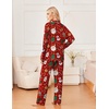 Ekouaer Womens Pajama Sets 2 Piece Long Sleeve Sleepwear Soft Button Up Pjs(Red Santa)