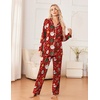 Ekouaer Womens Pajama Sets 2 Piece Long Sleeve Sleepwear Soft Button Up Pjs(Red Santa)