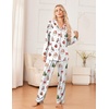Ekouaer Womens Pajama Sets 2 Piece Long Sleeve Sleepwear Soft Button Up Pjs(White Santa)