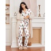 Ekouaer Womens Pajama Sets 2 Piece Long Sleeve Sleepwear Soft Button Up Pjs(White Santa)