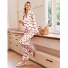Ekouaer Women’s Satin Silk Pajamas Long Sleeve Button Up Pjs Lounge Sets(Beige Cherry)