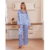 Ekouaer Women’s Satin Silk Pajamas Long Sleeve Button Up Pjs Lounge Sets(Blue Plaid Cherry)