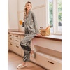 Ekouaer Women’s Satin Silk Pajamas Long Sleeve Button Up Pjs Lounge Sets(Brown Leopard)
