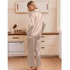 Ekouaer Women’s Satin Silk Pajamas Long Sleeve Button Up Pjs Lounge Sets(Champagne)