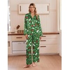 Ekouaer Women’s Satin Silk Pajamas Long Sleeve Button Up Pjs Lounge Sets(Christmas Green)