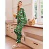 Ekouaer Women’s Satin Silk Pajamas Long Sleeve Button Up Pjs Lounge Sets(Christmas Green)