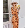 Ekouaer Women’s Satin Silk Pajamas Long Sleeve Button Up Pjs Lounge Sets(Orange Halloween)